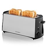 Cloer 3710 Langschlitztoaster für 4 Toastscheiben, 1380 W, integrierter Brötchenaufsatz,...