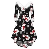 MINYA Weihnachten Abendkleid Damen Vintage Kleid Cocktailkleid bedruckt Weihnachten 1950er Jahre...