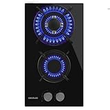 Cecotec Gasherd mit 2 Brennern für Erdgas und Butangas Bolero Squad G 2200S Glass Black. 5,25 kW,...