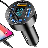 USB -Auto -Ladegerät - 3,0,66W USB C 4 -Ports Fast Car Ladegerät Adapter Typ C Stecker Zigarette...