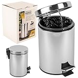 KARL HAUSMANN Kosmetikeimer Bad - 5L - Silber - Bad Mülleimer Edelstahl - Badezimmer Mülleimer mit...