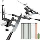 CWOVRS Messerschärfer Profi mit 360° Dual Klemmensystem Schnellspann-C-Klemme, 2-fach...
