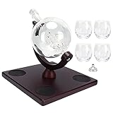 Cloimei Whisky-Dekanter-Set mit 4 Gläsern, elegantes geätztes Globus-Design, kristallklarer...