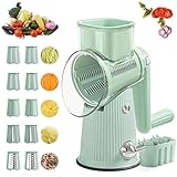 Käsereibe Rotationszerkleinerer, 5 in 1 Handkurbel Gemüsehobel mit 10 austauschbaren Klingen und...