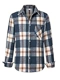 Herren Flanellhemd Langarm Plaid Button-Down Hemdjacke - Klassische gebürstete Baumwolle Plaid...