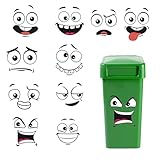 10 Blätter Mülltonnen Aufkleber 30 * 20cm Selbstklebende Augenaufkleber Kinder Cartoon Emoji...