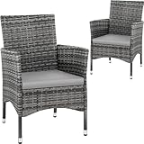 tectake® 2er Set Gartenstuhl aus Polyrattan, Gartenmöbel Set mit 2 Sessel, Outdoor Rattansessel...