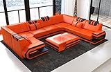 Sofa Wohnlandschaft Ragusa Ledersofa U Form - mit LED Beleuchtung, verstellbare...