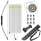 HANSPY Bogen und Pfeil Kinder Set Jugendbogenset Teens Kinderbogen Recurve Zielscheibe 15lbs Kinder...