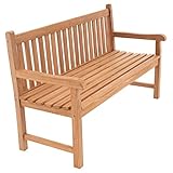 Divero 3-Sitzer Gartenbank Abruzzo aus Teak-Holz, behandelt – Farbe: Braun