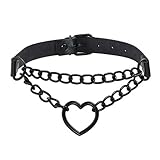 Eigso Frauen Vintage Punk Choker mit Herzform Anhänger Ketten Halskette Hip-Hop Schmuck verstellbar