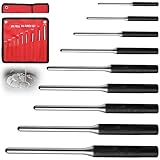 9 Stück Splinttreiber Set mit Roter Aufbewahrungstasche, 1/16' 5/64' 3/32' 1/8' 5/32' 3/16' 7/32'...