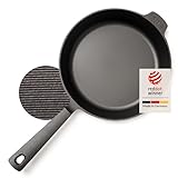 STUR® - ORIGINAL Gusseisenpfanne Induktion 28 cm - Cast Iron Pan für alle Herdarten - Pfanne...