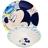 2 TLG. Geschirrset - Porzellan - Keramik - Disney - Mickey Mouse - Teller + Müslischale -...