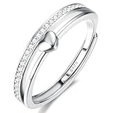 Adramata Ring Silber 925 Damen Verstellbar Herzring Stapeln Daumenring Eheringe Silber 925...