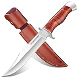 PURPLEBIRD Jagdmesser Feststehende Klinge Scharfes, Messer Outdoor Survival mit Lederscheide, D2...