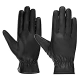 WLLHYF Winter Lederhandschuhe Echtleder Warm Korallenvlies Gefüttert Leder Handschuhe Outdoor Sport...