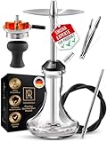 M. ROSENFELD Edelstahl Shisha Set Komplett - SSS Reise Shisha Köpfe und Shisha Zubehör incl. 150cm...