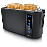 Arendo - Edelstahl Toaster Langschlitz 4 Scheiben - Touchpanel – Doppelwandgehäuse – 1500 W –...