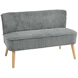HOMCOM Sofa 2 Sitzer modern Couch ohne Armlehne Gepolstert Polstersofa mit Cord-Optik, klein...