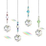 4Pcs Kristall Anhänger Deko Regenbogen Sonnenfänger Kristal Anhänger Ornament kristalkugel...