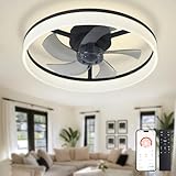 Depuley LED Deckenventilator mit Licht: 20' Moderne Low Profile Flush Mount Kronleuchter mit App &...