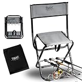 Tilkat® Fishing Angelstuhl mit Rutenhalter | Angelhocker klein, faltbar & kompakt | Ideal fürs...