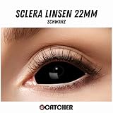 Eyecatcher Sclera Black Eye Kontaktlinse mit Minus Sehstärken Dioptrien Horror Halloween schwarze...