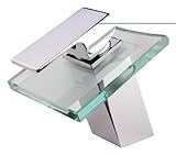 Steinkirch™ Waschtisch Wasserfall Armatur - German Quality - Bad Einhandmischer Glas Wasserhahn