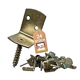h2i Flechtzaunhalter | Stahl gelb verzinkt | 24 Stück | Flechtzaunbeschlag in L-Form aus Metall |...