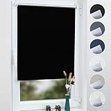 Grandekor Verdunklungsrollo ohne Bohren Schwarz 60x150cm(Stoffbreite 56cm) Rollos für Fenster ohne...