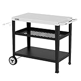Royal Gourmet Servierwagen 3-Etagen mit Müllsackhalter Küchenwagen Edelstahl Beistelltisch Outdoor...