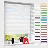 Doppelrollo klemmfix ohne Bohren, Duo Rollos für Fenster & Tür mit Bohren, Version 2025 Weiß B45...