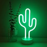 NIWWIN Kaktus Neonlicht, LED-Neonschilder,Dekorative Tischlampe,3AA/USB betrieben.Stimmungslichter...