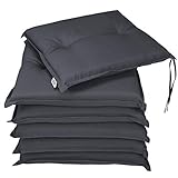 Detex® Sitzkissen Stuhl 6er Set Wasserabweisend 43x39x5cm Befestigungsriemen Waschbar Reißfest...