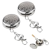 OUDQFCJ 2 Pcs Tragbar Tasche Aschenbecher, Mini Edelstahl Fahrzeug Zigaretten Aschenbecher mit...