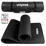 unycos - Gymnastikmatte - Yogamatte Rutschfest【183x60 cm】NBR 10 mm Dicke | Inkl. Tragegurt und...