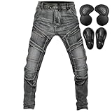 QIYUANT Herren Motorradhose Motorrad Jeans Reiten Schutzhose Denim Stretch Reißfester Vintage...