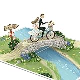 papercrush® Pop-Up Karte Hochzeit „Brautpaar auf Fahrrad“ [NEU!] - Lustige 3D Hochzeitskarte,...