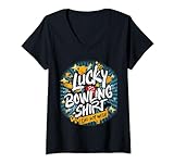 Damen Lucky Bowling Shirt Do Not Wash Lustiges Gag Bowlingspiel T-Shirt mit V-Ausschnitt