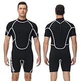 Owntop 3/2mm Shorty Neoprenanzug Herren - Rückenreißverschluss Wetsuit zum Tauchen Surfen, Kurzarm...