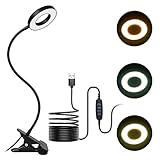 URAQT Klemmleuchte LED,360° Schwanenhals Klemmlampe 8W Dimmbar 3 Farbtemperaturen und 11...