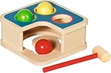 goki 58864 - Hammerbank und Kugelbahn aus Holz, Motorikspielzeug für Kinder, Holzspielzeug mit 3...
