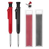 2er Zimmermannsbleistift mit 12 Bleistiftminen 2 Farben, Tieflochmarker Bleistift Baustelle Set für...