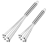 Edelstahl Schneebesen mit Kugeldesign - Premium Küchenschneebesen Set aus rostfreiem Stahl, Inkl. 2...