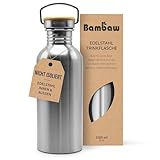 Bambaw – Edelstahl Trinkflasche 1l, Wasserflasche 1l, Nicht Isolierte Einwandige, Trinklasche...