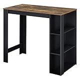 [en.casa] Bartisch mit integrierter Hausbar 120x60x106cm Tresentisch mit 3 Ablageflächen Stehtisch...