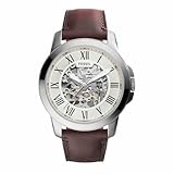 Fossil Herrenuhr Grant, mechanisches Automatikwerk, 45mm Silbernes Edelstahlgehäuse mit...