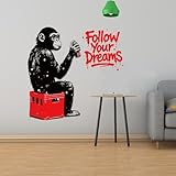 PLIGREAT Banksy Gorilla Wandtattoo Entfernbare Vinyl Wandaufkleber Inspirierende Banksy Graffiti...