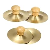 SUPVOX 4 Stück Teiliges Fingerzimbel Holzgriff Kleine Handzimbeln für Klarer Robustes Percussion...